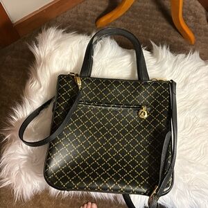 La Tour Eiffel 1887 Black/Gold Leather Crossbody Purse or Handbag Signature